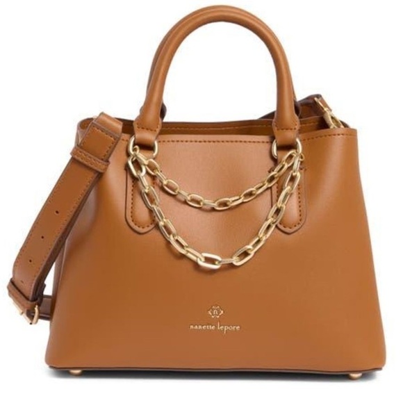 Nanette Lepore Handbags - Nanette Lepore Valle Satchel with Gold Chains, Top Handles and Shoulder Strap